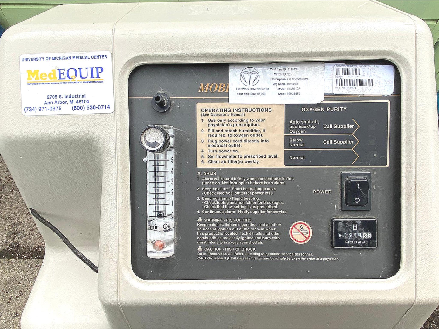 INVACARE V IRC50102 OXYGEN MEDICAL CONCENTRATOR COMPRESSOR FREE SHIP WATCH VIDEO