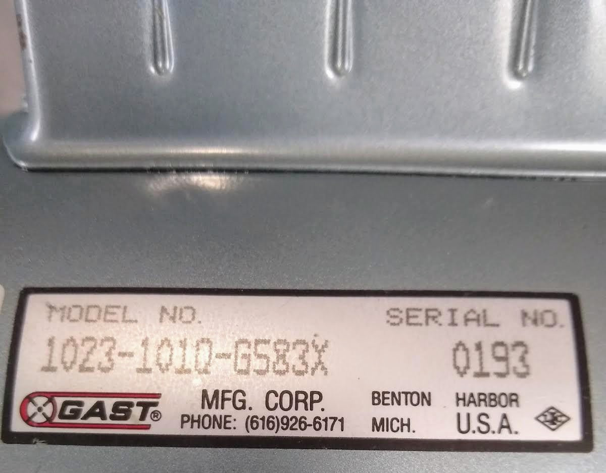 GAST 103-1010-G583X ROTARY VANE SEPTIC AIR VACUUM PUMP EMERSON MOTOR FREE SHIP