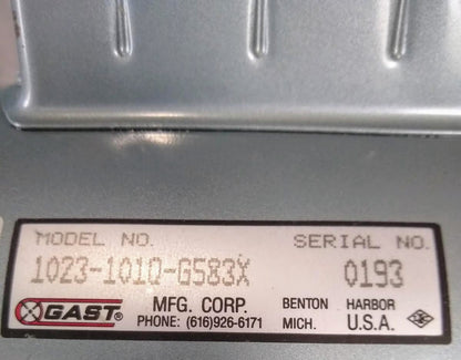 GAST 103-1010-G583X ROTARY VANE SEPTIC AIR VACUUM PUMP EMERSON MOTOR FREE SHIP