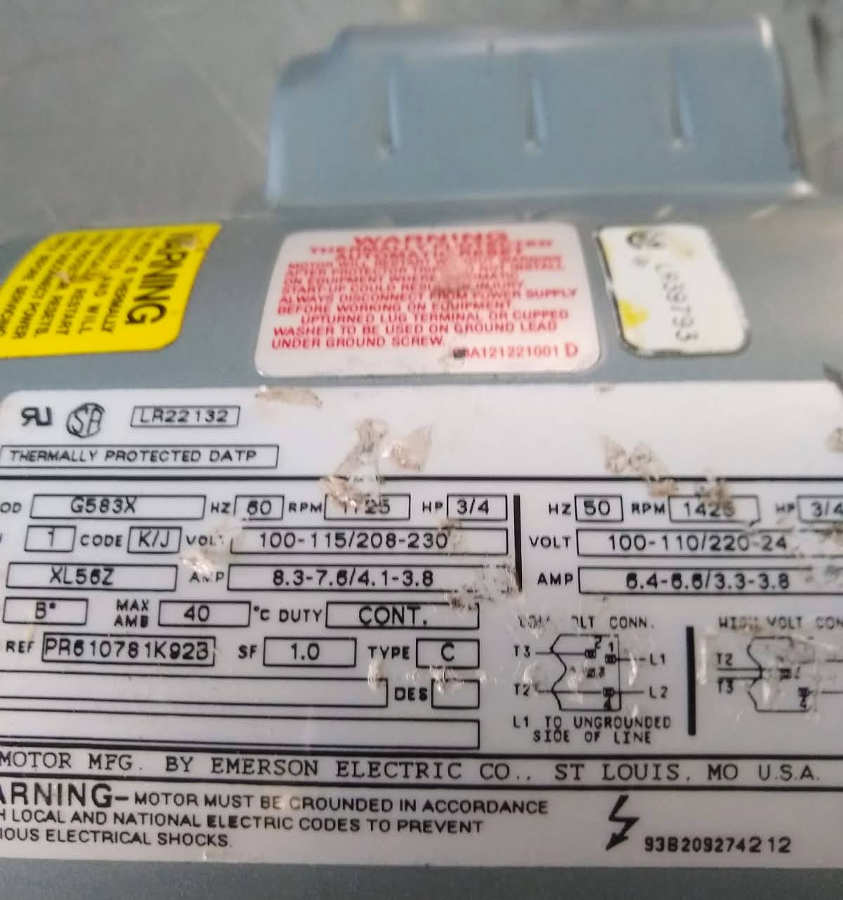 GAST 103-1010-G583X ROTARY VANE SEPTIC AIR VACUUM PUMP EMERSON MOTOR FREE SHIP