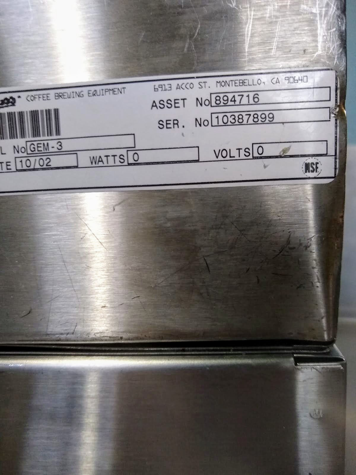 CURTIS GEM 3-5 SATELLITE 1.5 GALLON DIGITAL COFFEE SERVER WARMER STAND FREE SHIP