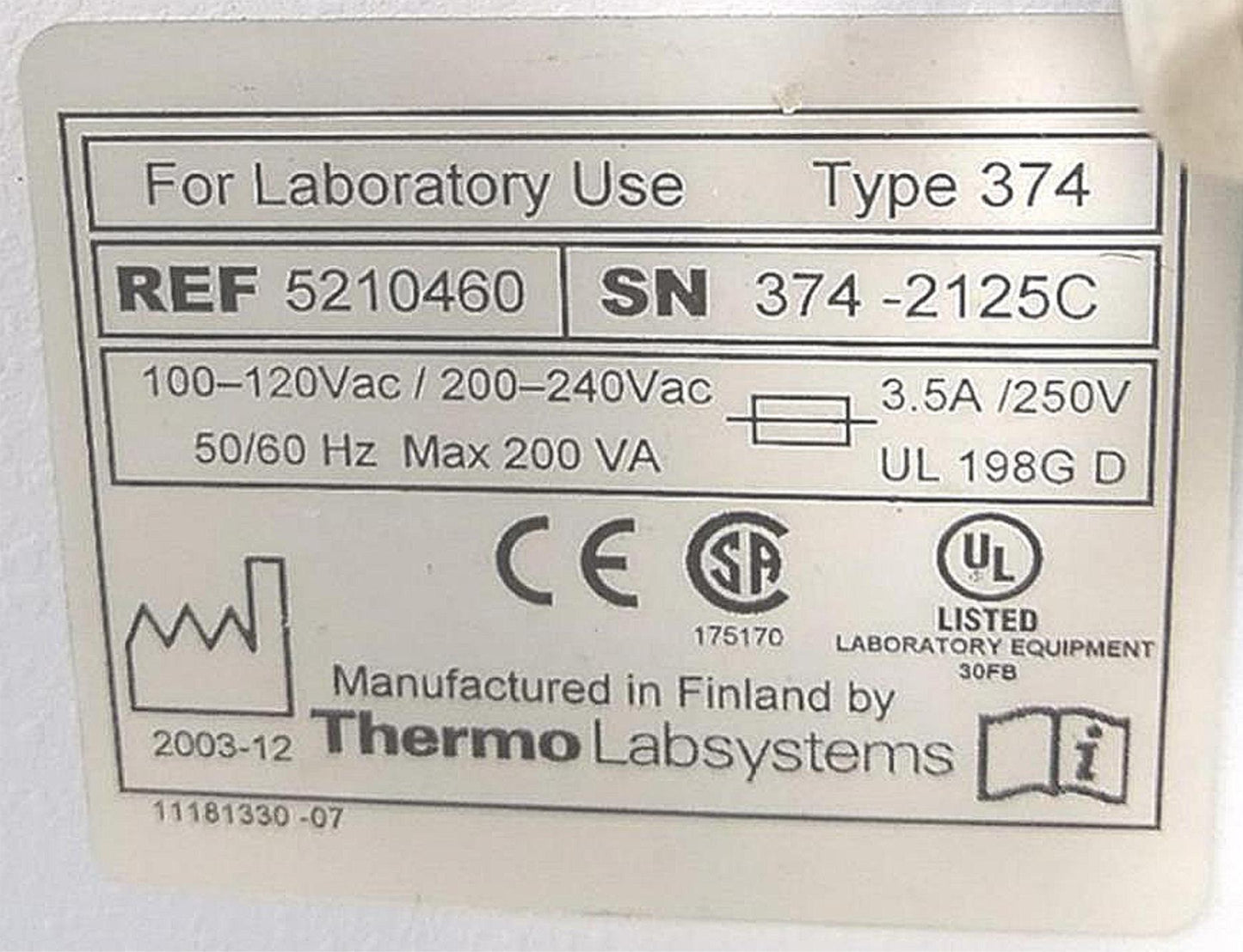 THERMO LAB 374 FLUOROSCAN MICROPLATE FLUOROMETER 100% GUARANTEED WORKIN FREESHIP