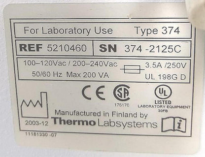 THERMO LAB 374 FLUOROSCAN MICROPLATE FLUOROMETER 100% GUARANTEED WORKIN FREESHIP