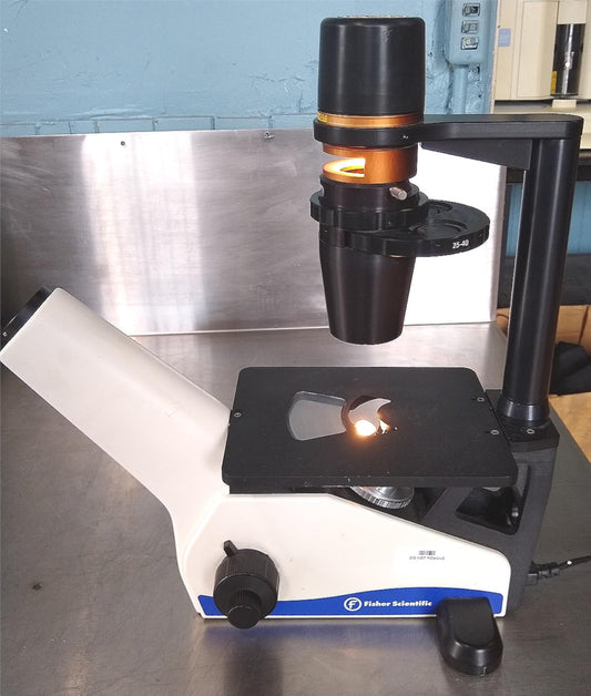 FISHER SCIENTIFIC Cat 12-560-45 MICROMASTER INVERTED PHASE MICROSCOPE FREE SHIP