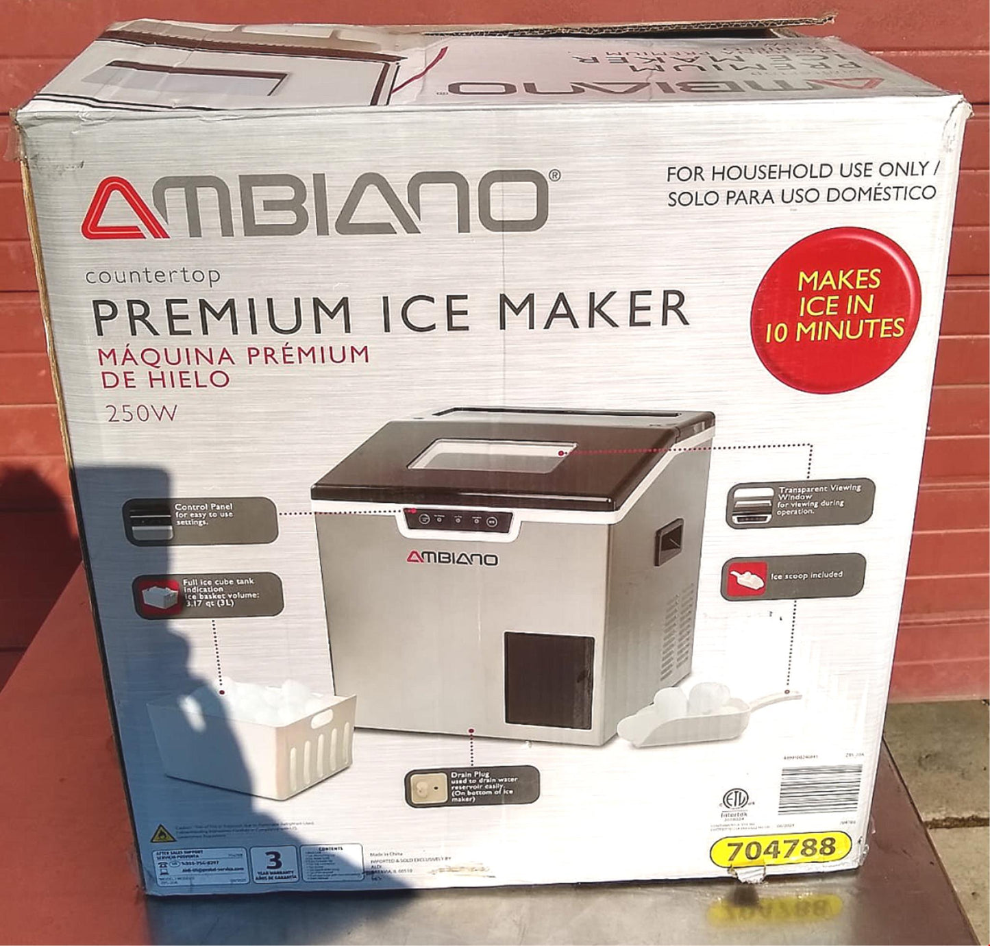 BRAND NEW IN BOX AMBIANO (ALDI) HOUSEHOLD COUNTERTOP PREMIUM ICE MAKER FREE SHIP