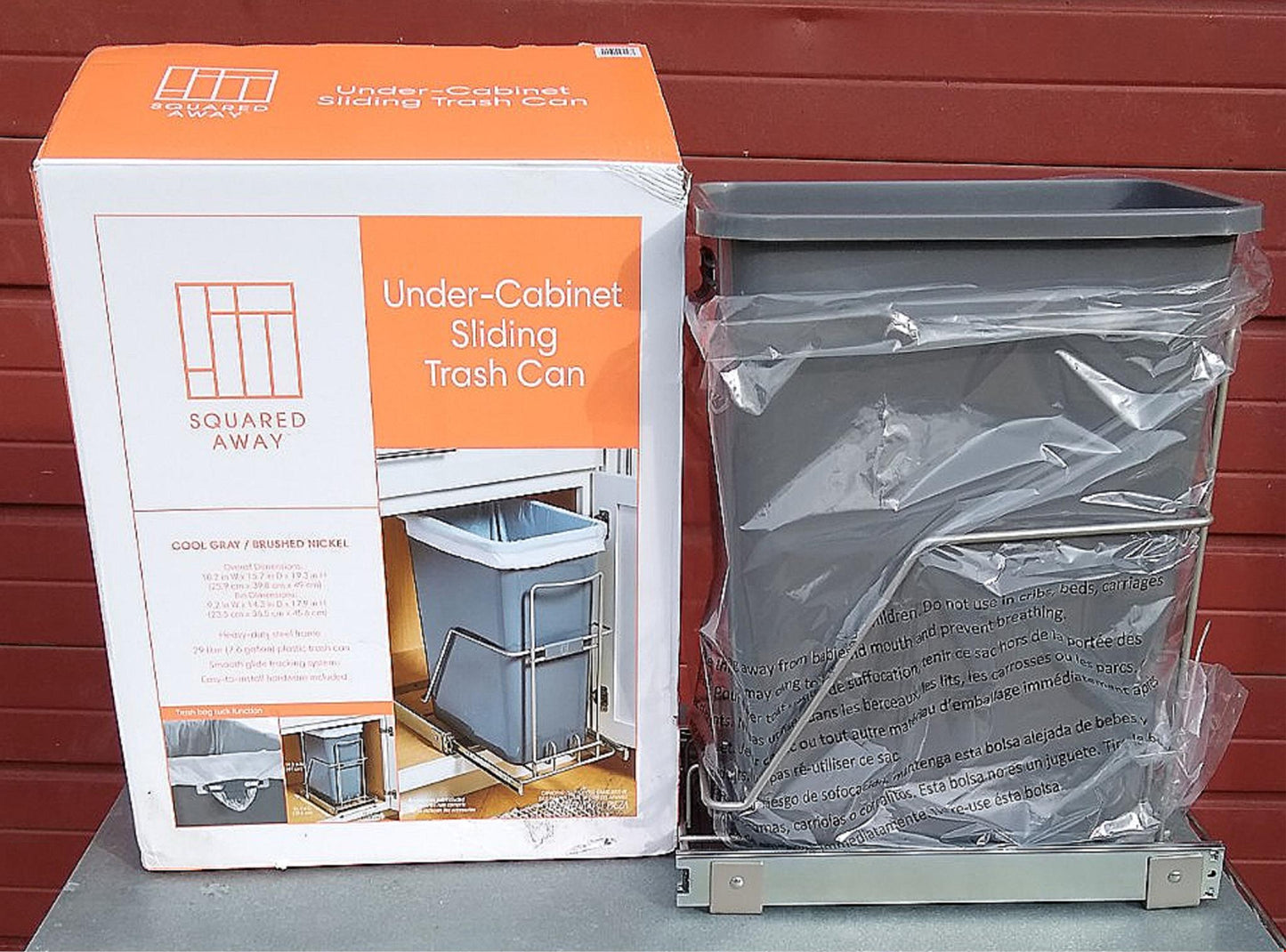 SQUARED AWAY 10x16x19" UNDER CABINET SLIDING TRASH CAN 90DAYWARRANTY FREE SHIP