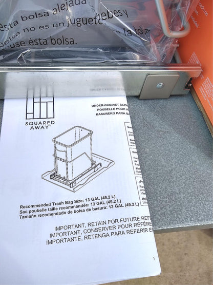 SQUARED AWAY 10x16x19" UNDER CABINET SLIDING TRASH CAN 90DAYWARRANTY FREE SHIP