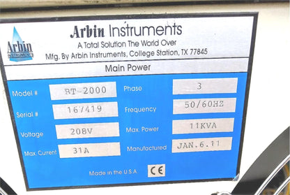 ARBIN BT-2000 BATTERY TESTER 3PH 32CHANNEL PULSE & MAIN POWER CONTROL FREE SHIP