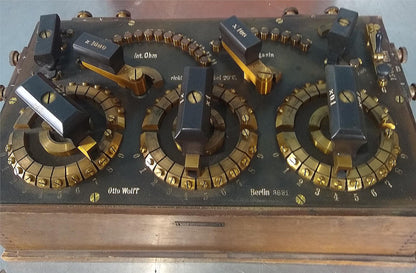 VINTAGE 1911 OTTO WOLFF HISTORIC BERLIN POTENTIOMETER RESISTANCE BOX 17"x9.5"x8"