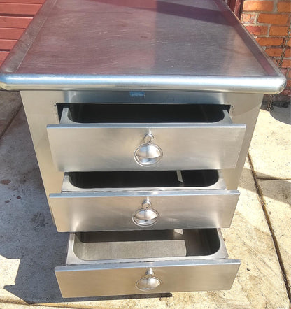 MADEINUSA VINTAGE 1959 HEAVY GAUGE STAINLESS 60x36x32 ISLAND +3DRAWERS FREE SHIP
