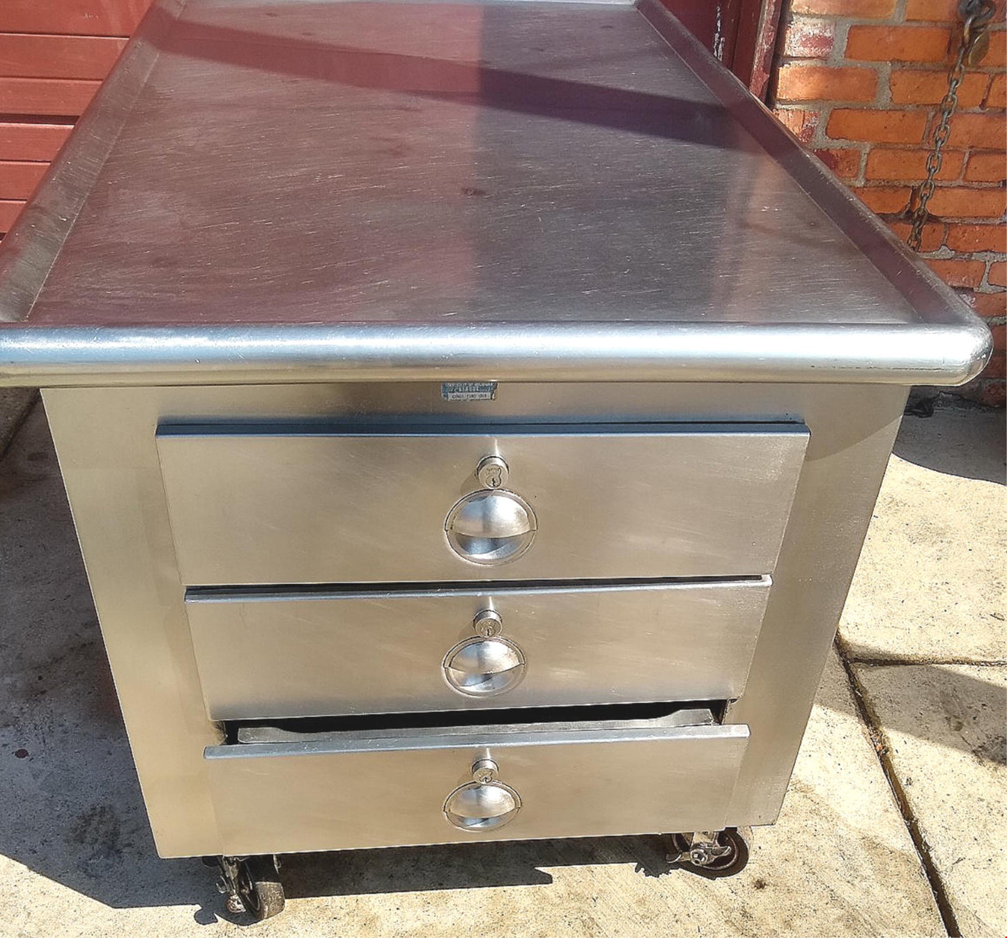 MADEINUSA VINTAGE 1959 HEAVY GAUGE STAINLESS 60x36x32 ISLAND +3DRAWERS FREE SHIP