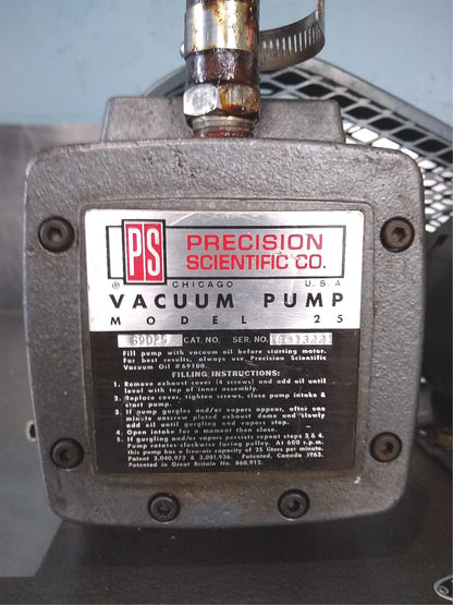 PRECISION SCIENTIFIC MODEL 25 VACCUM PUMP 25L/min 0.88 CFM WATCH VIDEO FREESHIP