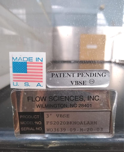 FLOW SCIENCES VBSE VENTED 3'ft SAFETY ENCLOSURE FUME HOOD FREE BUSINESS USA SHIP