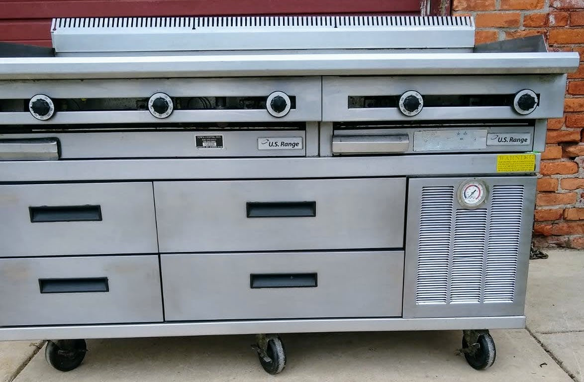 GARLAND 60" C0836-60-1M GAS GRIDDLE & DELFIELD F2962C REFRIG WHEEL BASE FREESHIP