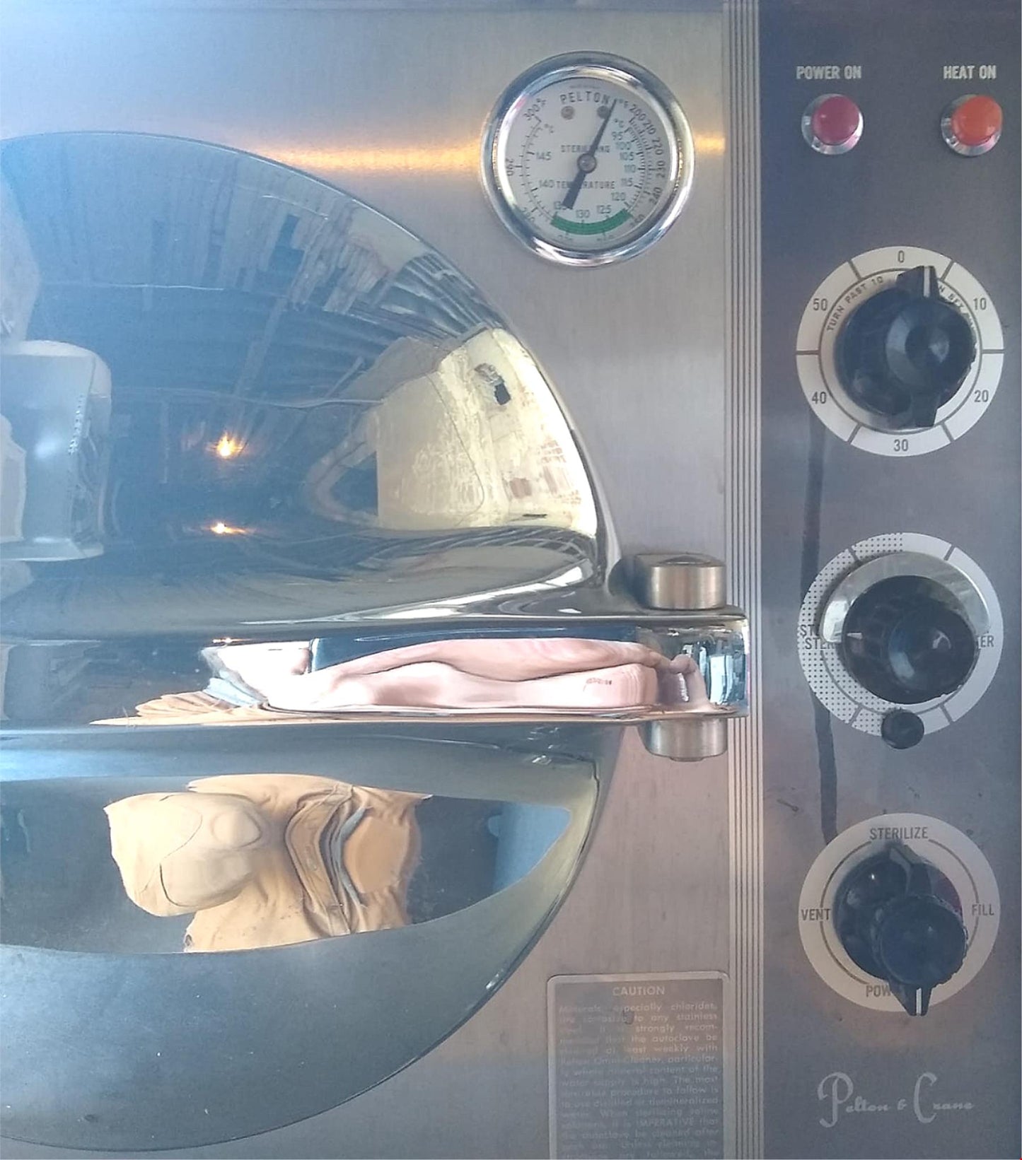 PELTON CRANE OCR STERILIZER AUTOCLAVE with TRAY & MANUAL WATCH VIDEO FREE SHIP