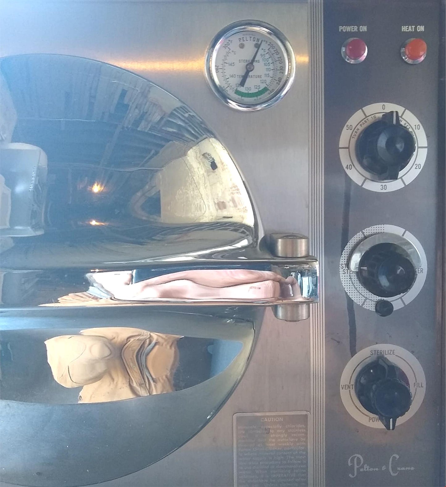 PELTON CRANE OCR STERILIZER AUTOCLAVE with TRAY & MANUAL WATCH VIDEO FREE SHIP