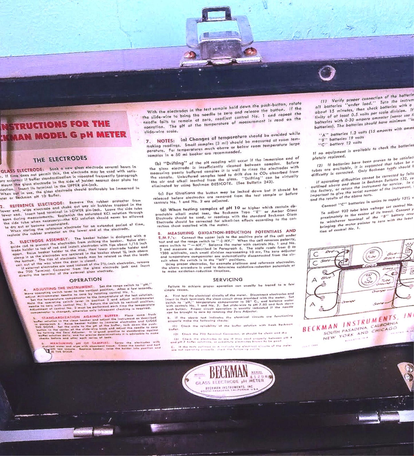 RARE VINTAGE BECKMAN MODEL G pH METER BAKELITE WOODEN BOX CASE FREE SHIPPING