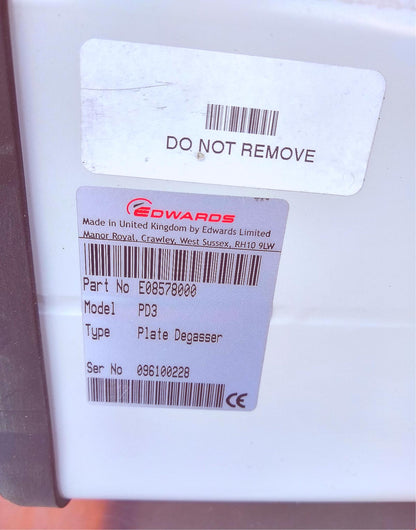 EDWARDS PD3 PLATE DEGASSER VACUUM CHAMBER FILM for ELECTRON MICROSCOPY FREE SHIP