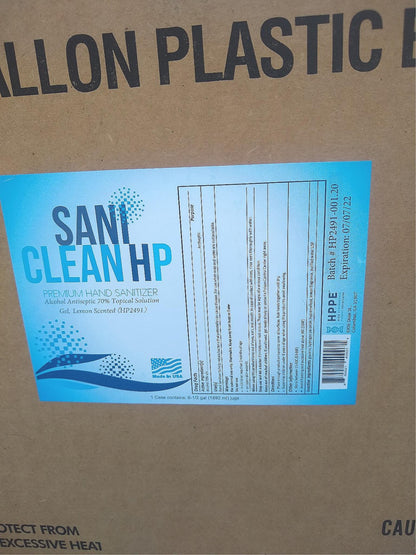 CARTON with SIX 1/2 GALLON BOX SANI CLEAN HAND SANITIZER LEMON SCENTED FREE SHIP