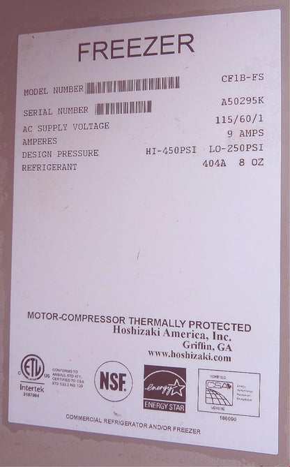 HOSHIZAKI® CF1B-FS COMMERCIAL FREEZER 1-Door 21CubicFeet 100%WORKING FREESHIP