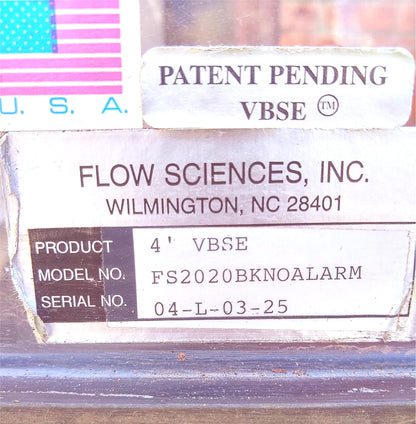 FLOW SCIENCES VBSE VENTED 4ft SAFETY ENCLOSURE FUME HOOD with 2 FAN FILTER MOUNT