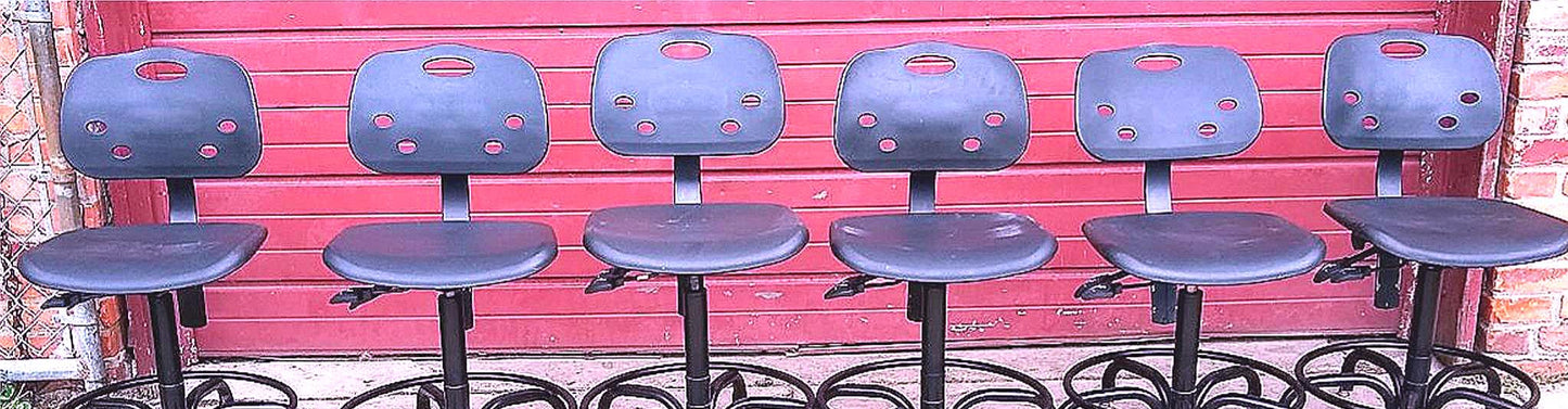 LOT of SIX BIO-FIT BLACK STOOL OFFICE MEDICAL CLINIC EXAM STOOLs WHEELS FREESHIP