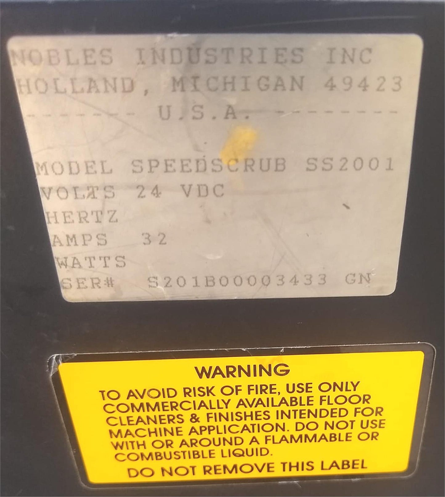 NOBLES SPEED SCRUB 2000 20"FLOOR WALK BEHIND BATTERY FLOOR SCRUBBER FREESHIP