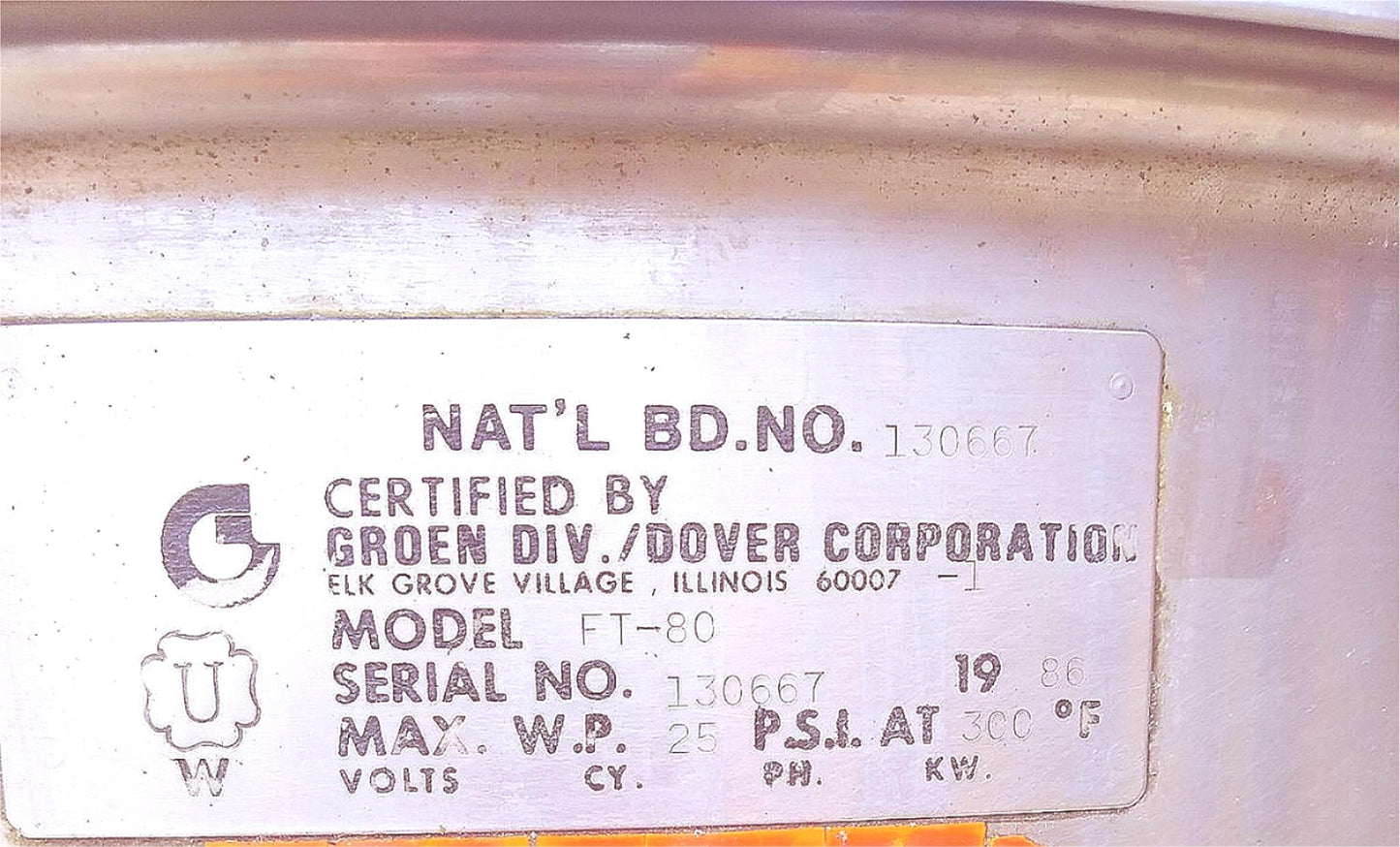 GROEN FT-80 80 GALLON 2/3 JACKET DIRECT STEAM KETTLE 90DAYWARRANTY FREE SHIPPING