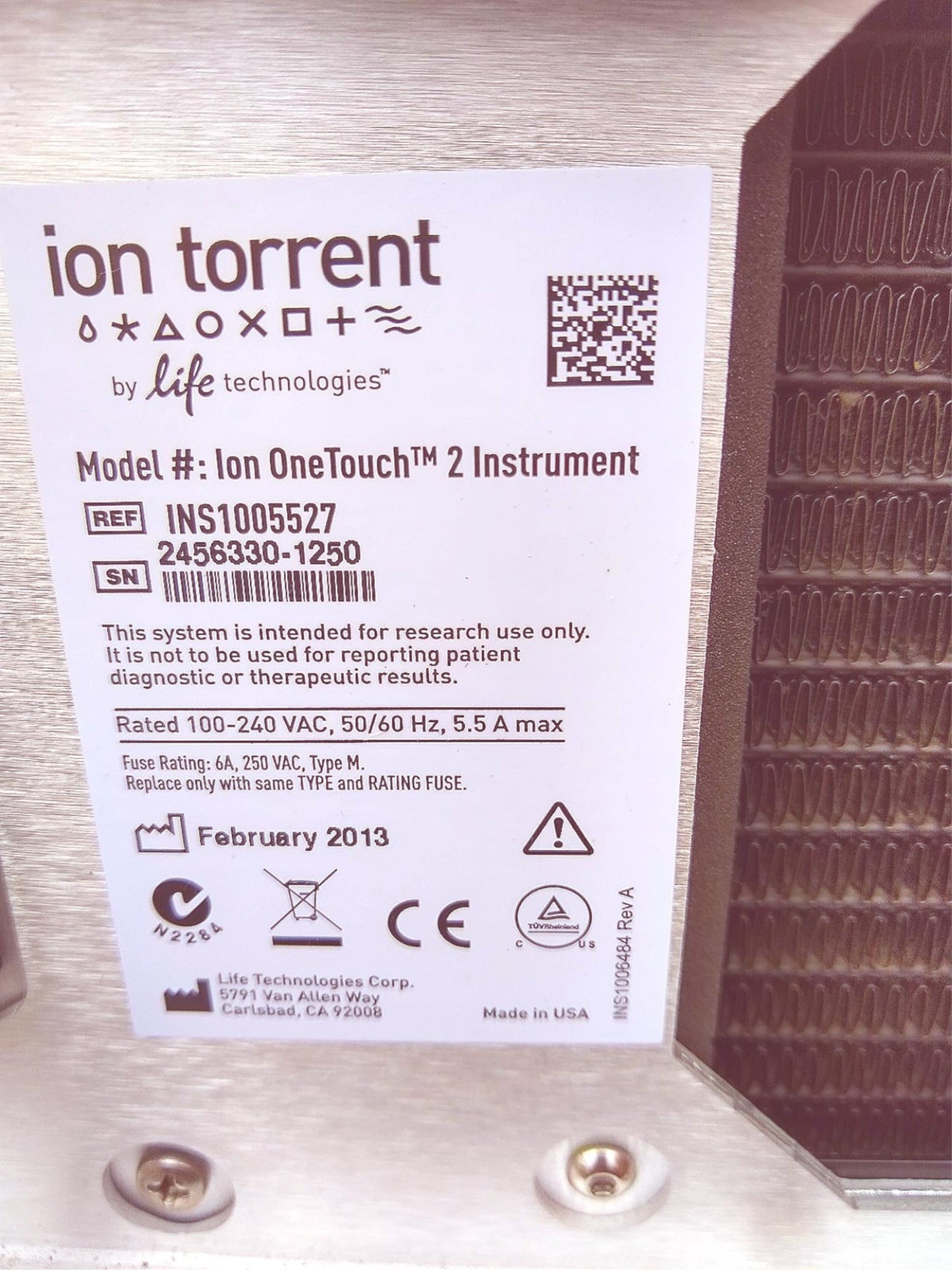 THERMO FISHER ION ONE TOUCH 2 INSTRUMENT ION SEMICONDUCTOR CHIPS THERMAL CYCLER