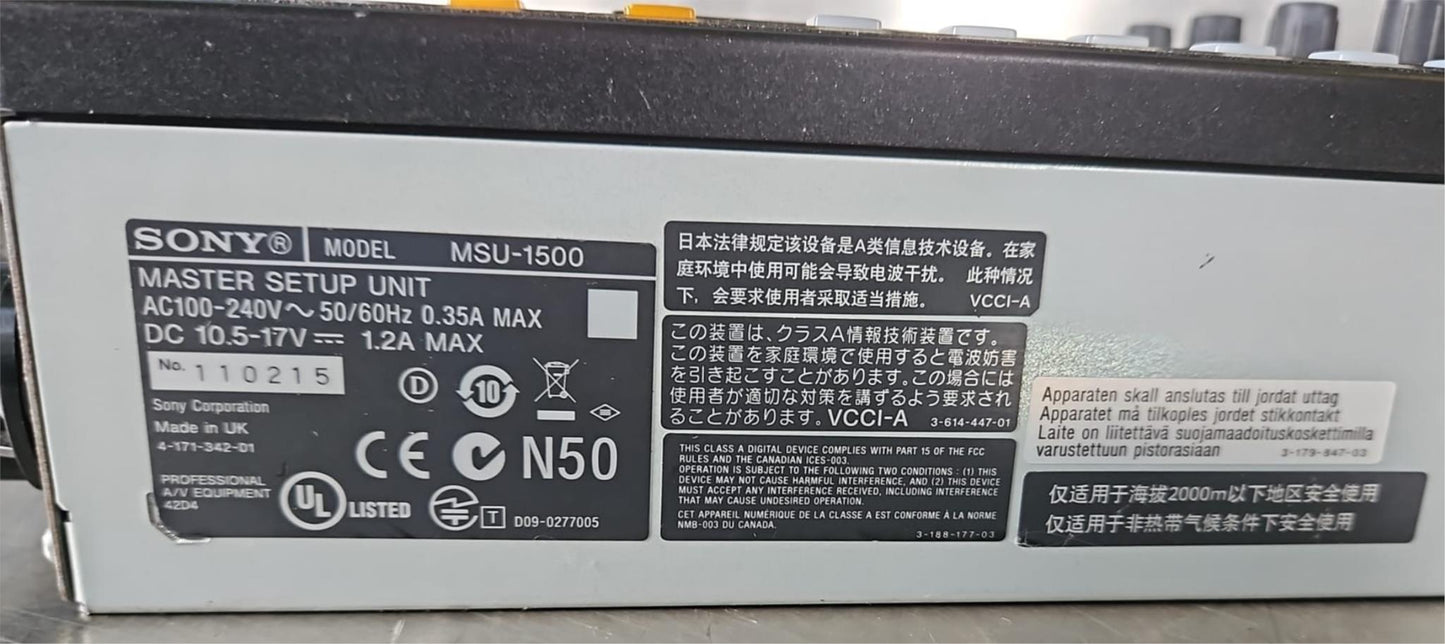 100%WARRANTY SONY MSU-1500 MASTER SETUP CONTROL VERTICALUNIT WATCHVIDEO FREESHIP