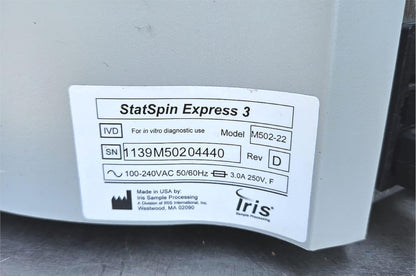 WARRANTY HEMOCUE STATSPIN EXPRESS 3 PLASMA SERUM CENTRIFUGE WATCH-VIDEO FREESHIP