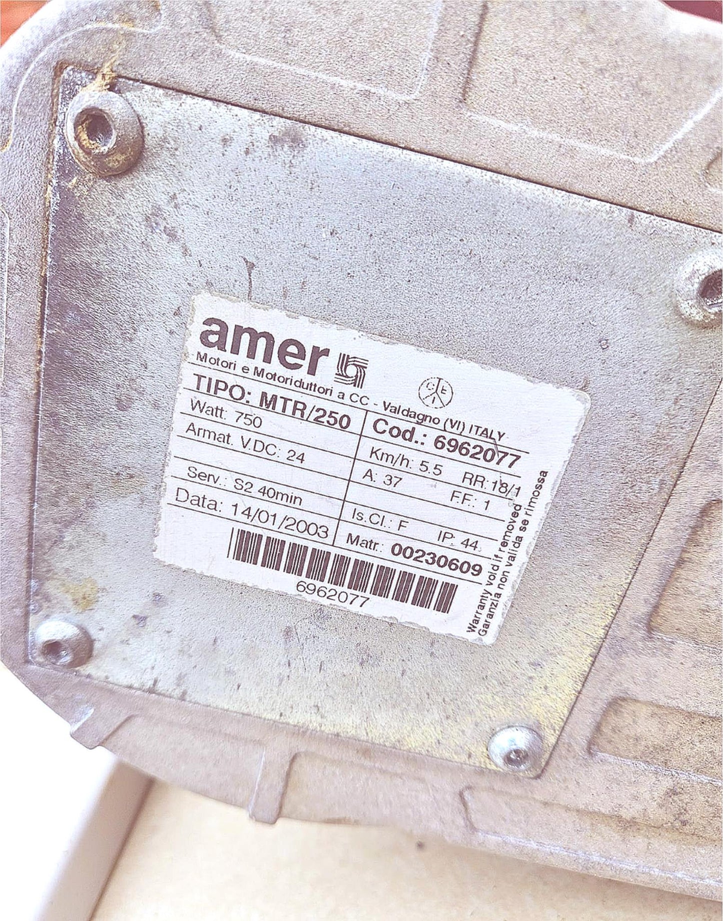 WARRANTY AMER MTR 250 DRIVE TRACTION WHEEL MOTOR KARCHER NILFISK TENNANT NOBLES