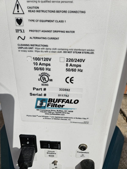 120DAYWARRANTY BUFFALO WHISPER 333592 AEROSOL FUME EVACUATION MACHINE WATCHVIDEO