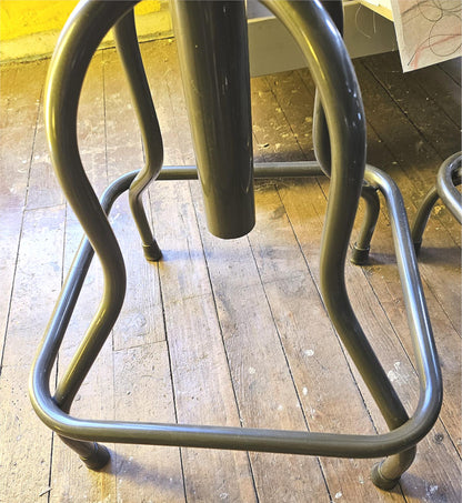 SIX SAFCO 6664 DIESEL SWIVEL HIGH BASE ADJUSTABLE INDUSTRIAL STOOL RECYC/LEATHER