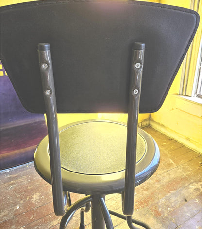 SIX SAFCO 6664 DIESEL SWIVEL HIGH BASE ADJUSTABLE INDUSTRIAL STOOL RECYC/LEATHER