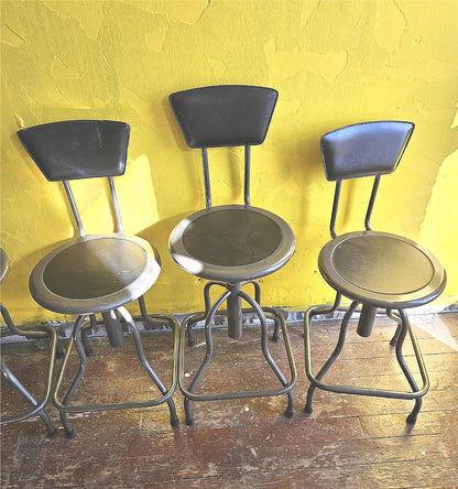 SIX SAFCO 6664 DIESEL SWIVEL HIGH BASE ADJUSTABLE INDUSTRIAL STOOL RECYC/LEATHER