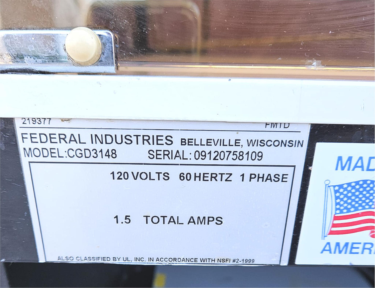 WARRANTY 31"x 48"x35" FEDERAL CURVED GLASS LIGHT BAKERY DISPLAY CABINET FREESHIP