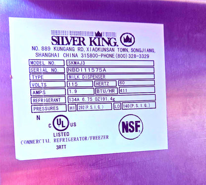 SILVER KING® SKMAJ3 REFRIGERATED COMMERCIAL MILK 3VALVE DISPENSER 90DAYWARRANTY