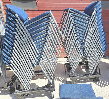 64 UNITS - FOUR RACKS of 16 VERSA KI STACKABLE CHAIRS RACK ON WHEELS FREE SHIP