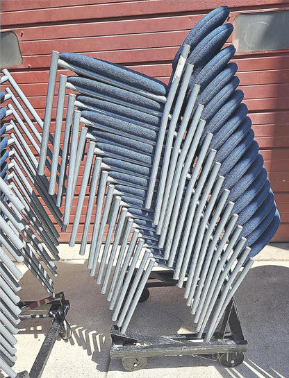 32 UNITS - TWO RACKS of 16 VERSA KI STACKABLE CHAIRS RACK ON WHEELS FREE SHIP
