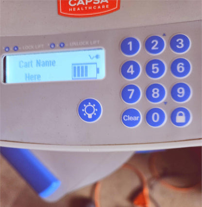 CAPSA HEALTHCARE M38e MEDICAL WORKSTATION SAFETY STORAGE 9BINPOWER LOCKABLE CART