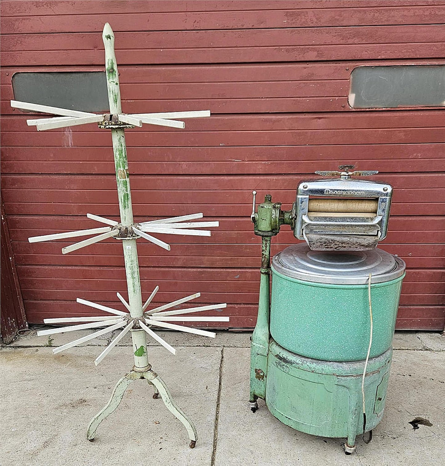 VINTAGE RARE 1930s BLACKSTONE WASHING MACHINE w/ WRINGER & DRYING STAND FREESHIP