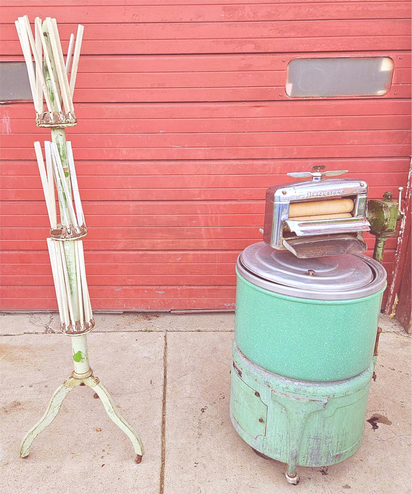VINTAGE RARE 1930s BLACKSTONE WASHING MACHINE w/ WRINGER & DRYING STAND FREESHIP