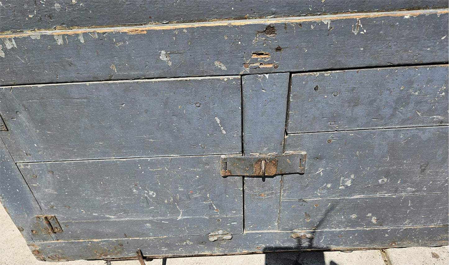 VINTAGE CARPENTER 35.5" Wide X  24" Deep WOOD STORAGE TRUNK with TOOLS FREE SHIP