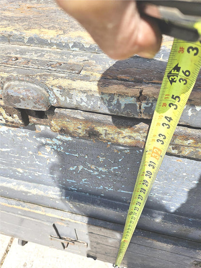 VINTAGE CARPENTER 35.5" Wide X  24" Deep WOOD STORAGE TRUNK with TOOLS FREE SHIP