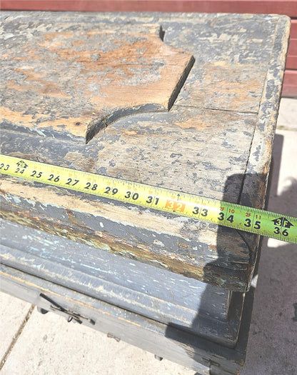 VINTAGE CARPENTER 35.5" Wide X  24" Deep WOOD STORAGE TRUNK with TOOLS FREE SHIP