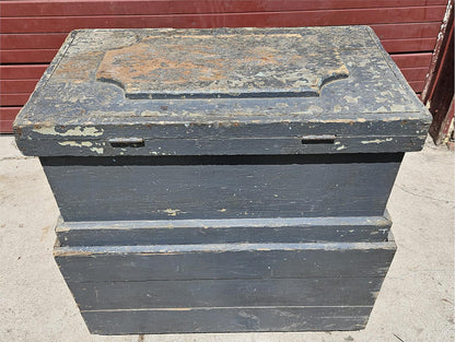VINTAGE CARPENTER 35.5" Wide X  24" Deep WOOD STORAGE TRUNK with TOOLS FREE SHIP