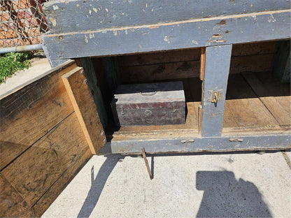 VINTAGE CARPENTER 35.5" Wide X  24" Deep WOOD STORAGE TRUNK with TOOLS FREE SHIP