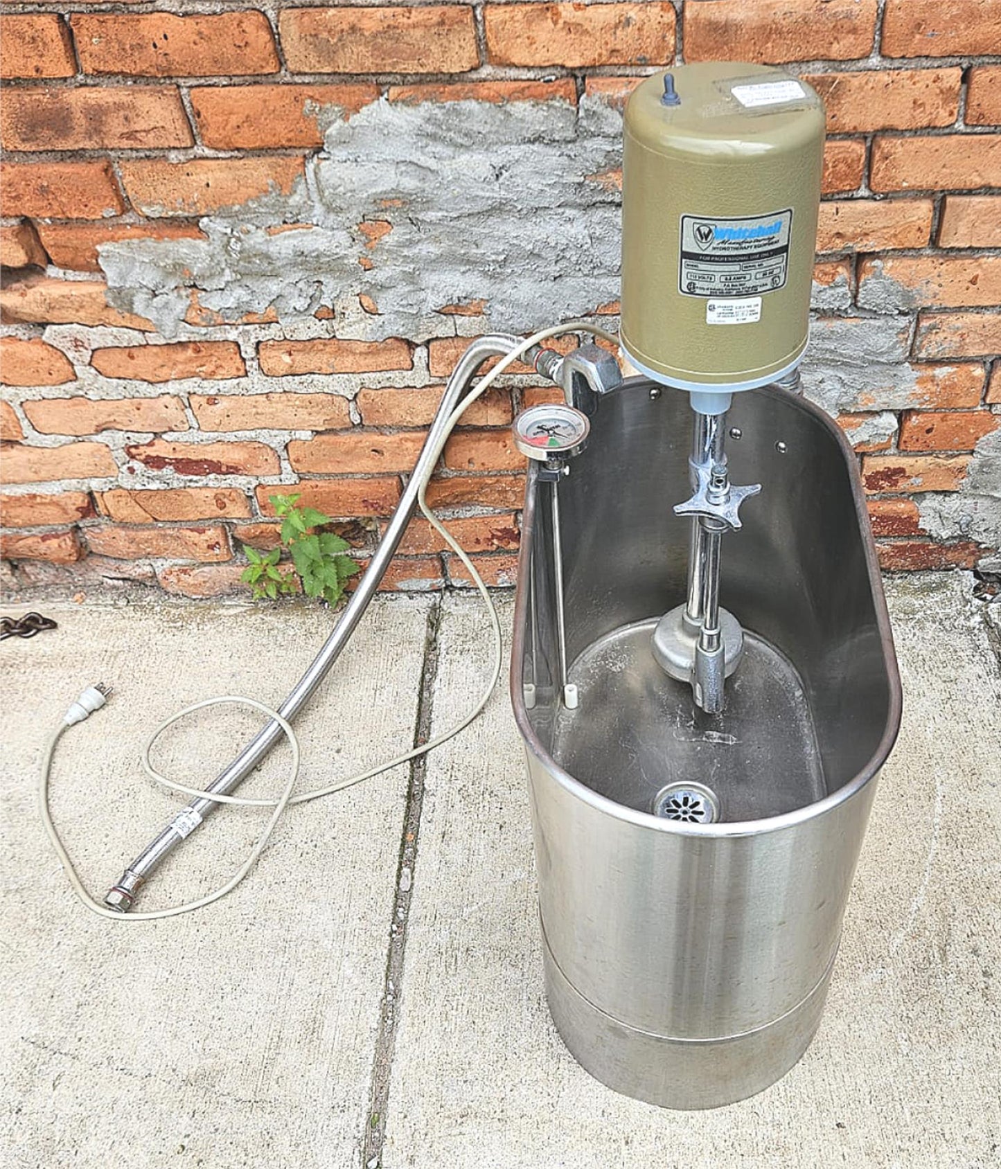 WHITEHALL E-15-S HYDROTHERAPY WHIRLPOOL 15 GALLON TUB METAL & MANUAL FREE SHIP