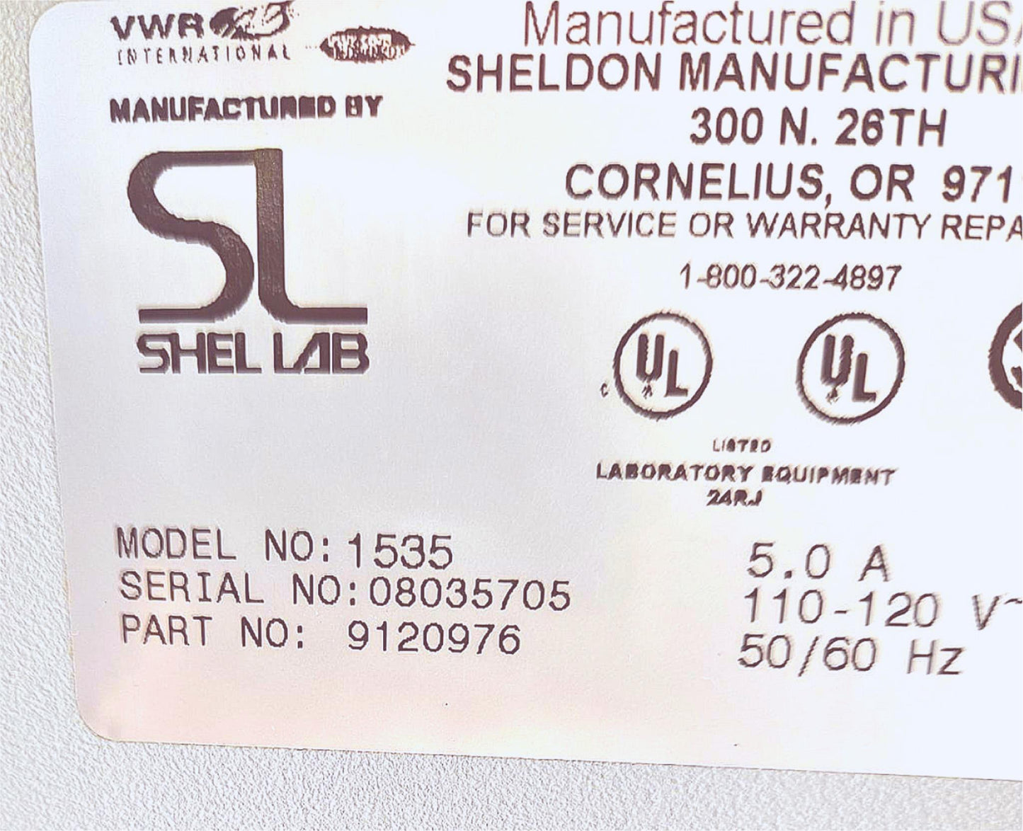 90-DAY-WARRANTY VWR SHEL LAB 1535 DIGITAL WARM AIR INCUBATOR & MANUAL FREE SHIP